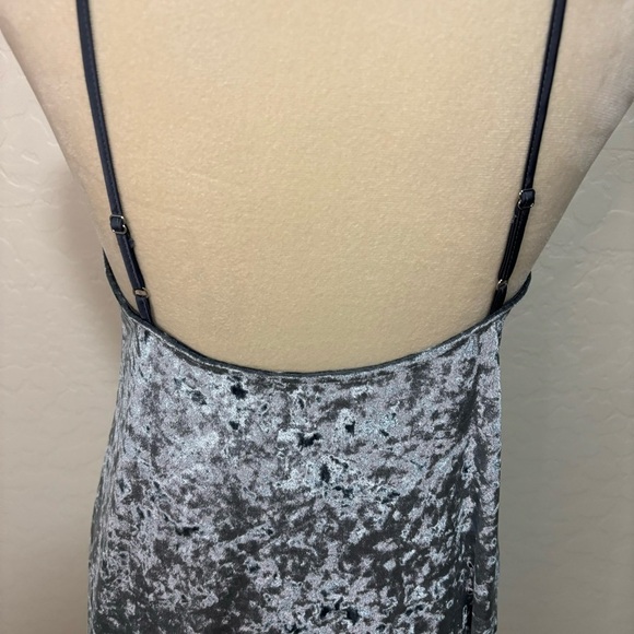 French Connection Gray/Silver Crushed Velvet Chemise Mini Slip Dress Size S - Picture 7 of 12